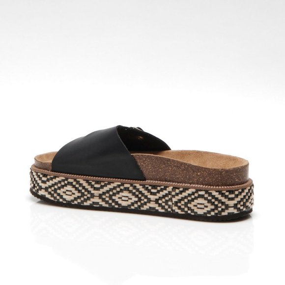 🎉LAST CHANCE🎉 FREE PEOPLE Caravelle Cork Footbed Sandals / Black - Picture 9 of 14